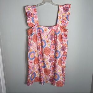 Tuckernuck Folly Floral Flutter Sleeve Shift Mini Dress-100% Linen-Size XL